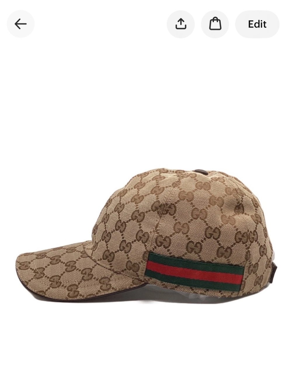 Gucci Hat Cap Baseball Cap XL 60cm GG Sherry Line Beige Men's Authentic